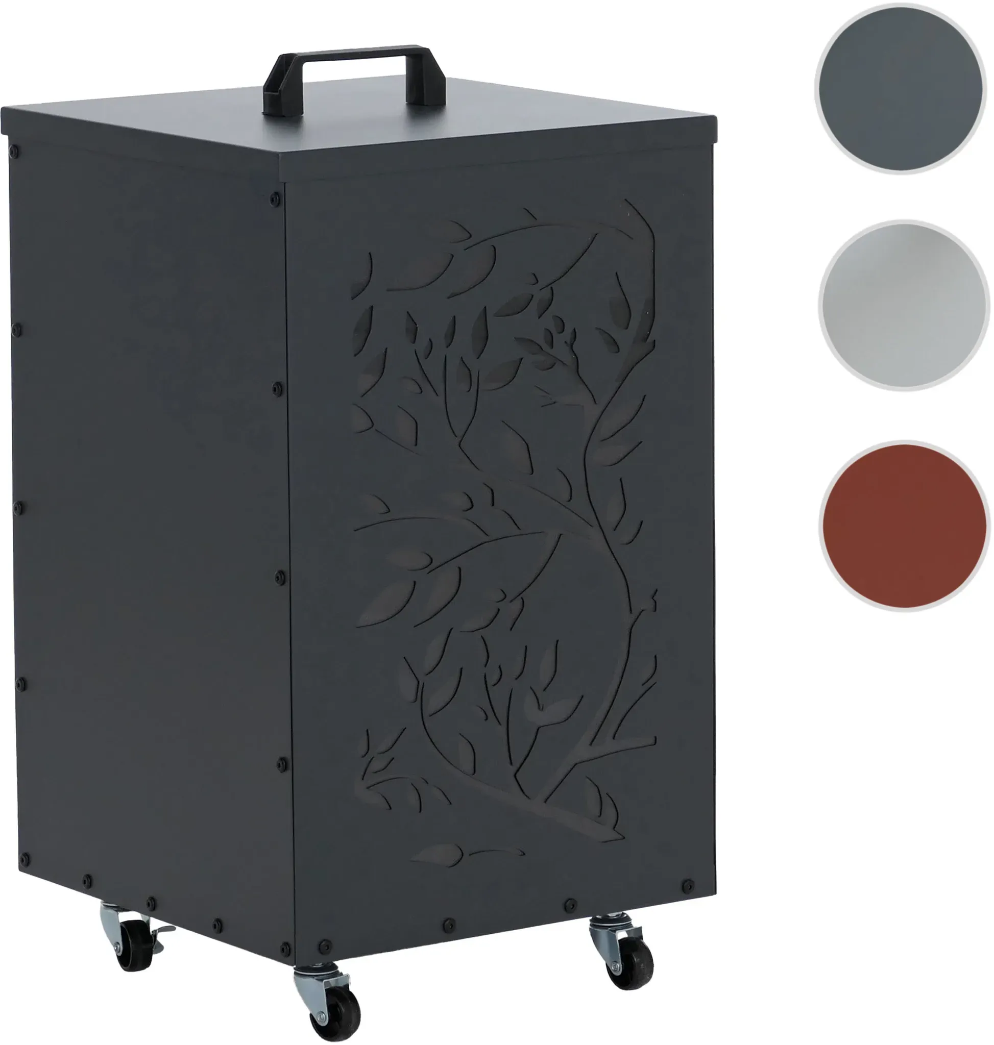 Pelletbehälter HWC-Q30 Ranken, Pelletbox Aufbewahrungsbox für z.B. Tierfutter, Rollen Füße 64x36x36cm ~ anthrazit