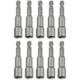 Fixinus 10 Stück Magnetische Stecknuss Set 7 x 65mm, 1/4 Zoll Sechskantschaft Steckschlüssel Set Sechseck Bohrer Stecknuss Bit Adapter für Bohrer Akkuschrauber