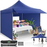 COBIZI Pavillon 3x3 Wasserdicht Stabil Winterfest mit Markisen und Seitenwänden, Faltpavillon 3x3 UV Schutz 50+ Popup Pavillon Faltbar Partyzelt für Garten, Camping and Market, Navy blau