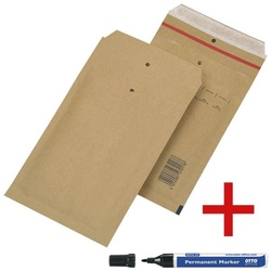 Mailmedia Luftpolster-Versandtaschen inkl. Permanent Marker braun, 12.2x17.5 cm