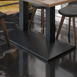GGM Möbel BPA | Bistro Tisch | 120 x 70 x 78,5 cm | Rechteckig | Schwarzer Rand | Weiß Marmor / Schwarz