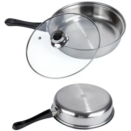 Retoo Topfset 12-teilig Kochtopf Set mit Glasdeckel Durchmesser 16 18 20 21.8 24cm Silber