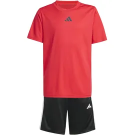 adidas Train Essentials 3-Streifen Set Kinder Jogginganzug, rot - 140