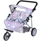 Knorrtoys 16744 - Zwillingspuppenwagen Duo Princess Grey, klappbar, Schieberhöhe: 33-62cm