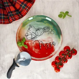 Mambocat 4er Set Pizzateller Gemüse & Öl 31cm Ø ZOR_OL