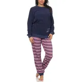 RELAX by Normann Frottee Pyjama gestreift Blau 40/42