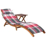 vidaXL Sonnenliege mit Tisch und Auflage 184 x 55 x 64 cm Massivholz Akazie