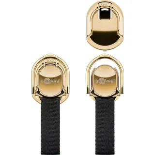 Wentronic Finger Strap (gold/schwarz), Gold-Schwarz - einfaches und komfortables Handling auch bei größeren Smartphones - Schwarz/Gold
