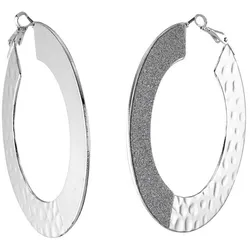 Paar Creolen STEUER "Metall rhodiniert diamantiert glanz", Damen, Gr. ONE-SIZE, Metall, silber (silbergrau), Ohrringe