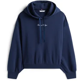 Tommy Hilfiger Kapuzensweatshirt "CLASSIC SCRIPT FLEECE HOODIE", Damen, Gr. XS (34), blau (schwarz night navy), Sweatware, Obermaterial: 77% Baumwolle, 23% Polyester, unifarben, normal, Rundhals, Sweatshirts