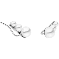 Paar Ohrhaken PURELEI "Schmuck Geschenk Finesse Ear Climber Ohrringe, 23161", silber (edelstahlfarben, weiß), Ohrringe, Damen, Edelstahl-Perlen, Edelstahl, Perlen, mit Muschelperle