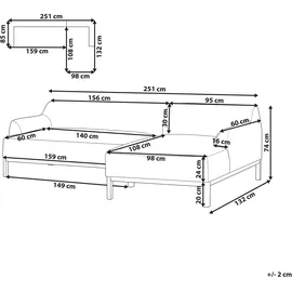 Beliani Ecksofa 3-Sitzer SOSJO Bouclé Cremeweiß linksseitig