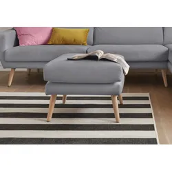 Hocker ANDAS "Bille", grau (hellgrau), B:58cm H:45cm T:58cm, Struktur (100% Polyester), Struktur fein (100% Polyester), Samtoptik (100% Polyester), Luxus-Microfaser weich (100% Polyester), Hocker, Sitzhocker, mit Eiche-Beinen, Design by Morten Georgsen