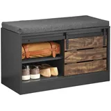 SoBuy Schuhbank Grau, 80x48x35 cm, Garderobe, Garderobenbänke, Schuhbänke