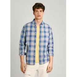 Pepe Jeans für Herren. PM308558 Markle blaues Hemd (L), Lässig, Langarm, Bio-Baumwolle, Nachhaltig