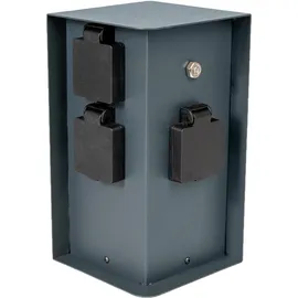 Grafner Grafner® Steckdosensäule anthrazit mit Dämmerungssensor Edelstahl Gartensteckdose Energiesäule AS109
