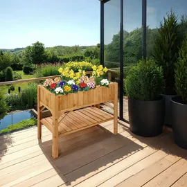 Tectake Hochbeet mit Ablage 119 x 53 x 90 cm braun