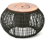 MARELIDA Beistelltisch Gartentisch mit Deckel und Behälter Gartenmöbel H: 37cm schwarz