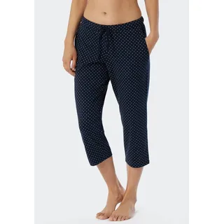 SCHIESSER Damen Schlafhose 3/4 Lang Kurz Baumwolle & Relax Pyjamaunterteil, Dunkelblau-gem._179270, 46