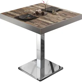 GGM Möbel Bistrotisch 70 x 70 x 77 cm Vintage Old/Edelstahl