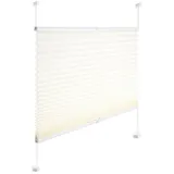 Woltu Plissee ohne Bohren Klemmfix Faltrollo Jalousie Creme 100x130cm (BxH), Plisseerollo Crushed Optik Sichtschutz und Sonnenschutz Easyfix lichtdurchlässig Rollo für Fenster & Tür