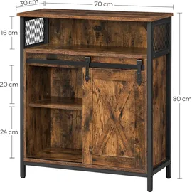 VASAGLE Sideboard 70 x 80 x 30 cm Braun/Schwarz