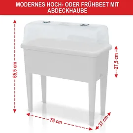 onbest Hochbeet Kunststoff 76 x 66,5 x 37 cm Weiß