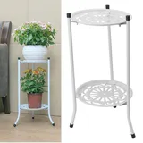 2-stöckiges Blumenregal Aus Weißblech, 50 Cm, Multifunktional, Für Balkon, Garten, Terrasse Und Innenbereich