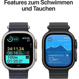 Apple Watch Ultra 2 GPS + Cellular 49 mm Titangehäuse schwarz,  Milanaise Armband schwarz M