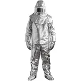 Feuerbeständiger Isolieranzug 1000? Hitzebeständiger Aluminisierter Anzug Feuerfeste Kleidung Hitzebeständiger Anzug - Inklusive 1 Mantel + 1 Hose + 1 Helm + 1 Paar Handschuhe + 1 Paar Überschuhe