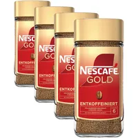 NESCAFÉ GOLD Entkoffeiniert, löslicher Bohnenkaffee, Instant-Kaffee aus erlesenen Kaffeebohnen, vollmundig & aromatisch, koffeinfrei, 4er Pack (1 x 190g)