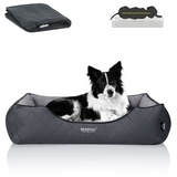 BedDog Premium Orthopädisches Hundebett WUFFI Memory Foam,ROCK-FLOW (grau/grau),(XL) ca. 90x80x25cm