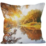 UNZYE Leinen Kissenbezüge Junge Dekorativ Kissenbezug Herbstlandschaft Kissenbezüge Aussenbereich Kissenbezug Yogakissen Decor Throw Pillow Covers 1Pcs, 50x50cm