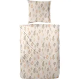 Primera Biber-Bettwäsche Autum Leaf floral Braun 155 x 220 cm + 80 x 80 cm
