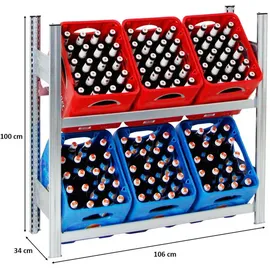 Proregal Getränkekistenregal Getränkeregal Chiemsee Made in Germany HxBxT 100 x 106 x 34 cm 6 Kisten auf 2 Ebenen Verzinkt