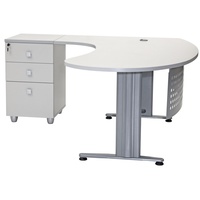 Schreibtisch Chefschreibtisch Winkelschreibtisch "Gela" Grau links gewinkelt