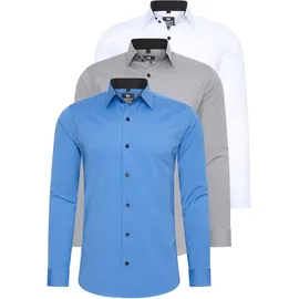 RUSTY NEAL Langarmhemd Blau / Grau 5XL