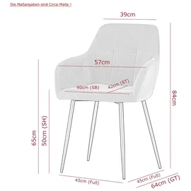 HELA Tische 2er Set Esszimmerstuhl Maria, Bezug Webstoff beige Armlehne, 4Fuß Metallgestell Schwarz, 120kg belastbar