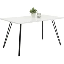 Hela Esstisch Jennifer - Nachbildung Hochglanz Weiß - Vierkantrohr Metallfüße - 180x90cm - Weiß