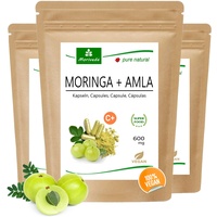 MoriVeda Moringa + Amla Kapseln 600mg, 360 Stück, hochdosiert, Moringa Oleifera Blattpulver und Amla Pulver mit natürlichem Vitamin C, vegan und glutenfrei 360 Stück