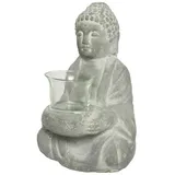 MARELIDA Teelichthalter Buddha - Steinoptik - H: 20cm grau