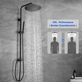 dylin gmbh Duschsystem ohne Armatur Rund D30 cm Matt Schwarz