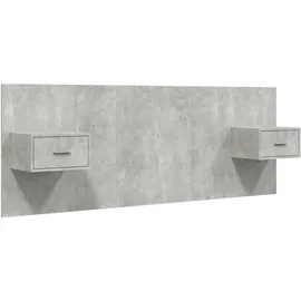 vidaXL Kopfteil mit Nachttischen Betongrau Holzwerkstoff