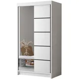 silape Schwebetürenschrank, Weiß, Holzwerkstoff, Rechteckig, 100x200x58 cm, Schlafzimmer, Kleiderschränke, Schwebetürenschränke