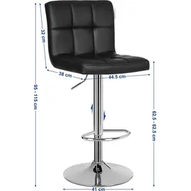 Songmics Barhocker 2er Set höhenverstellbar drehbar Kunstleder Schwarz