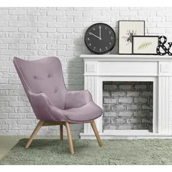 Sessel ANDAS "Nicko", rosa (flamingo), B:71cm H:96cm T:86cm, 100% Polyester, Sessel, Design-Sessel Einzelsessel Sessel mit Hocker Lounge-Sessel, wahlweise mit und ohne Hocker