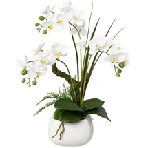 Gasper künstliche Orchidee REAL Touch H. 46cm weiß in weißem Keramiktopf