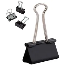 D.RECT Foldbackklammern 360055, 32mm schwarz, aus Metall, 12 Stück