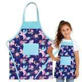 HOUSE ART LIFE Kinderschürze mit Tasche - Baumwoll Kochschürze für Jungen und Mädchen 7-10 Jahre, ideal zum Malen Kochen Backen Spielen, Geschenk für Kinder, Viele bunte Muster - 7-10 Jahre