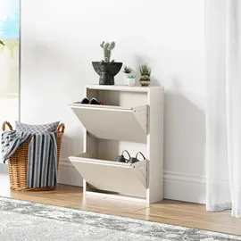 [en.casa] Sokndal 50 x 71 x 15 cm Pfefferweiß / weiß